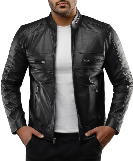 Arthur Casual Cafe Racer Black Leather Jacket