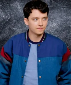 Asa Butterfield Choose or Die Blue Varsity Jacket