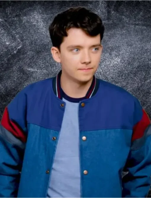 Asa Butterfield Choose or Die Blue Varsity Jacket