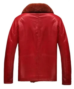 Barry Shearling Fur Red Leather Jacket Back