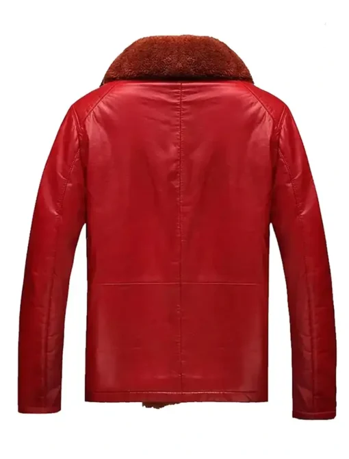 Barry Shearling Fur Red Leather Jacket Back