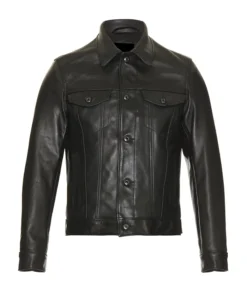 Black Leather Trucker Jacket Main