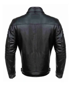 Black Men Stylish Cafe Racer Leather Jacket Back