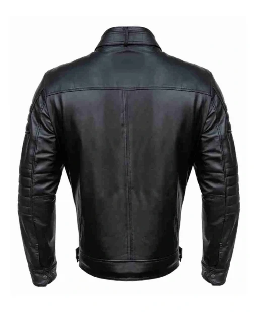 Black Men Stylish Cafe Racer Leather Jacket Back