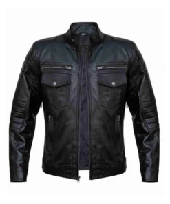 Black Men Stylish Cafe Racer Leather Jacket Main