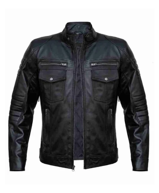 Black Men Stylish Cafe Racer Leather Jacket Main