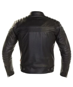 Black Mens Snap-Tab Cafe Racer Jacket Back