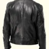 Black Motorcycle Leather Jacket For Men's Back