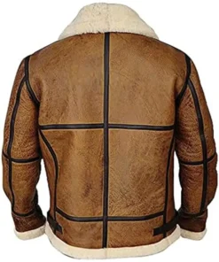 Brian-B3 Distressed Brown Shearling Bomber Jacket Back