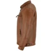 Brown Cafe Racer Leather Jacket For Mens Sleeves