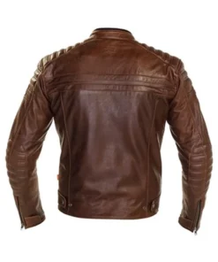 Brown Men's Motorcycle Cafe Racer Leather Jacket Back