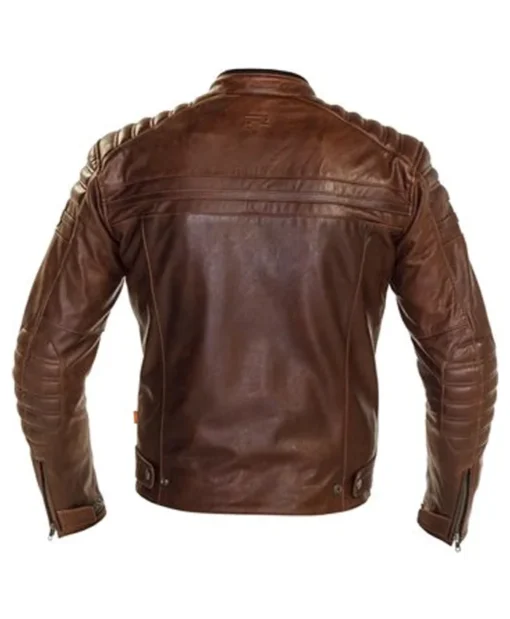 Brown Men's Motorcycle Cafe Racer Leather Jacket Back