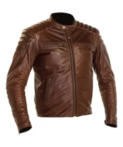 Brown Men's Motorcycle Cafe Racer Leather Jacket Main