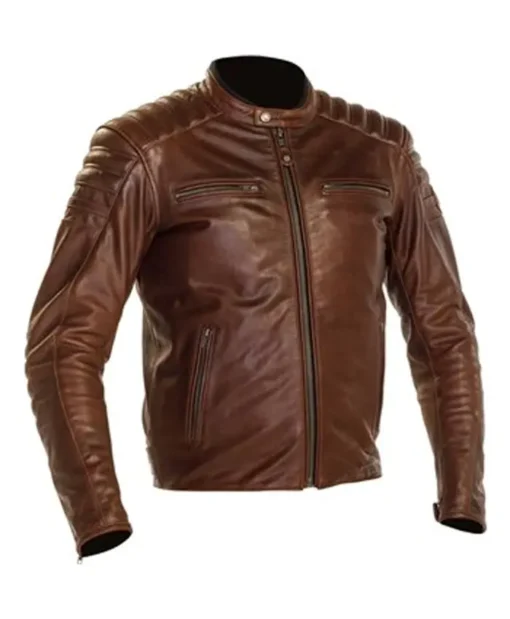 Brown Men's Motorcycle Cafe Racer Leather Jacket Main