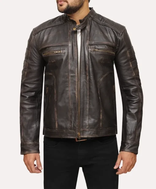 Buy Jimmy Distressed Vintage Brown Leather Jacket