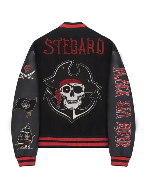 Buy Stegaro Pirate Sea Rider Black Varsity Jacket