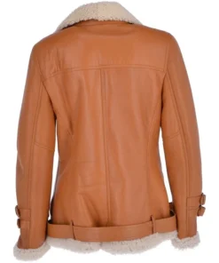 Caitlin Shearling Leather Aviator Jacket Back