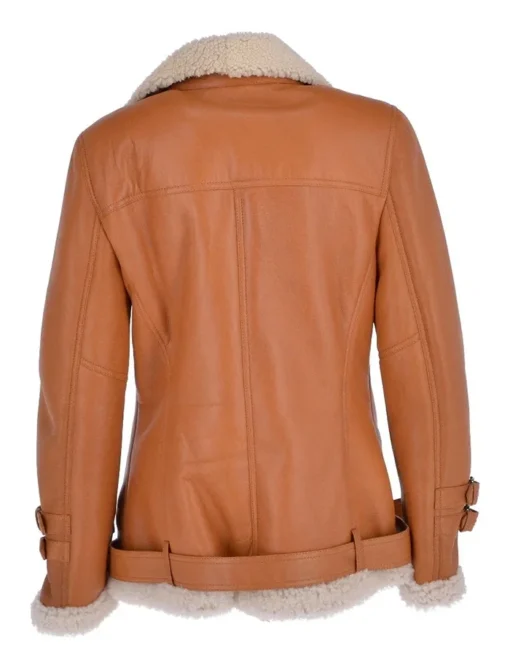 Caitlin Shearling Leather Aviator Jacket Back