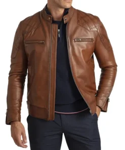 Charles Cafe Racer Brown Leather Jacket