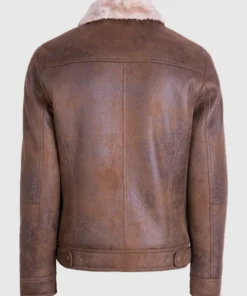 Christopher Padded Shoulders Shearling Leather Jacket Back