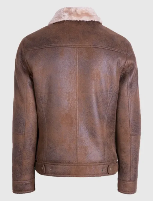 Christopher Padded Shoulders Shearling Leather Jacket Back