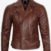 Cognac Men's Motorcycle Leather Biker Jacket