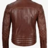 Cognac Men's Motorcycle Leather Biker Jacket Back