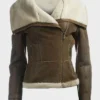 Dana Soft Shearling Sheepskin Leather Brown Jacket