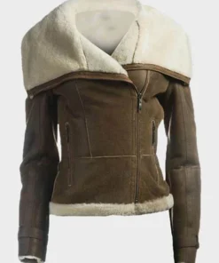 Dana Soft Shearling Sheepskin Leather Brown Jacket