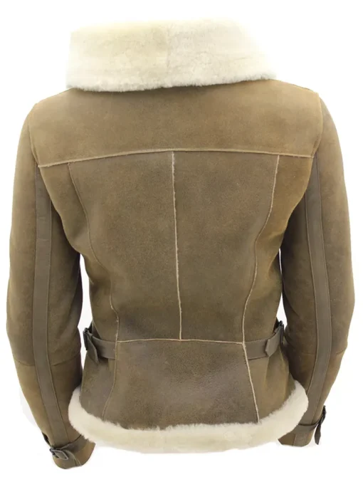 Dana Soft Shearling Sheepskin Leather Brown Jacket Back