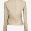 Dodge Beige Women’s Cafe Racer Leather Jacket Back