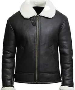 Dominique Aviator RAF Shearling Sheepskin Black Jacket