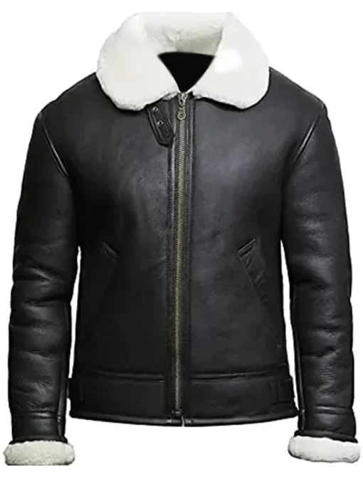 Dominique Aviator RAF Shearling Sheepskin Black Jacket