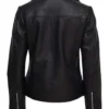 Felicia Black Quilted Shoulder Real Leather Jacket Back