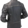 Four Pockets Real Leather Vintage Biker Jacket Back