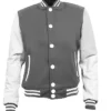 Grey and White Letterman Varsity Jacket