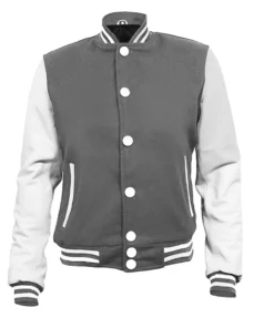 Grey and White Letterman Varsity Jacket