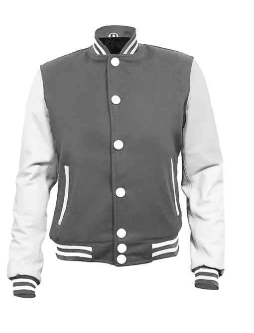 Grey and White Letterman Varsity Jacket