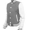 Grey and White Letterman Varsity Jacket Front