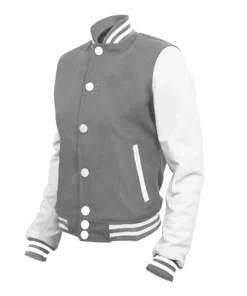 Grey and White Letterman Varsity Jacket Front