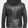 Hornard John Black Leather Jacket with Hood Back