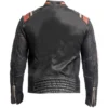 James Men's Brown Striped Cafe Racer Leather Jacket Bacik