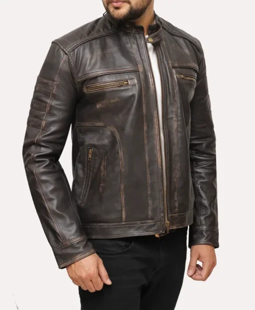 Jimmy Distressed Vintage Brown Leather Jacket