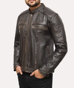 Jimmy Distressed Vintage Brown Leather Jacket For Men