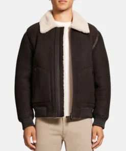 Joshua Wilson Brown Shearling Bomber Jacket