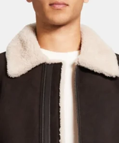 Joshua Wilson Brown Shearling Bomber Jacket For Sale