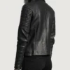 Kelly Studded Black Leather Biker Jacket Back