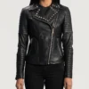 Kelly Studded Black Leather Biker Jacket Main