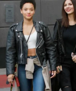 Kiersey Clemons Eye Candy Black Leather Jacket