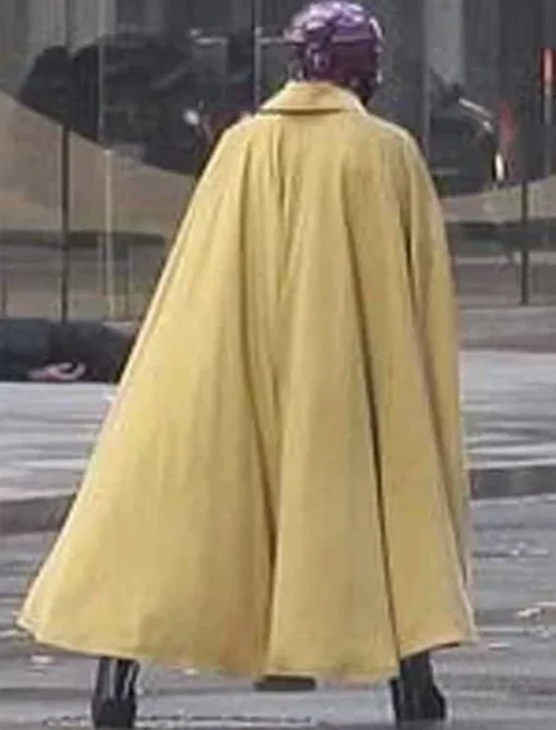 Leslie Bibb Cape Jupiter’s Legacy Yellow Cotton Coat Back